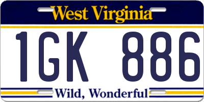 WV license plate 1GK886
