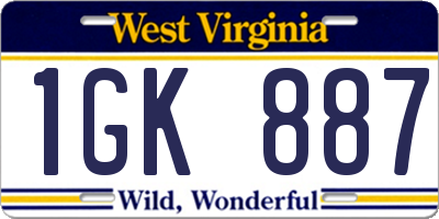 WV license plate 1GK887