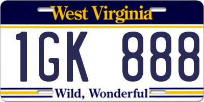 WV license plate 1GK888