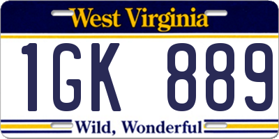 WV license plate 1GK889