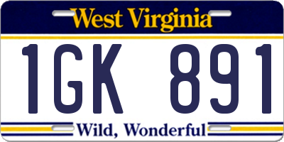 WV license plate 1GK891