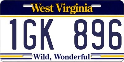 WV license plate 1GK896