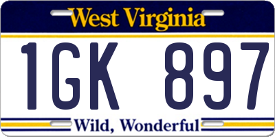 WV license plate 1GK897