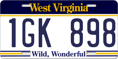 WV license plate 1GK898