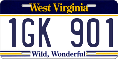 WV license plate 1GK901