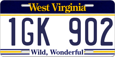 WV license plate 1GK902