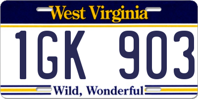 WV license plate 1GK903