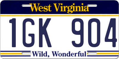 WV license plate 1GK904