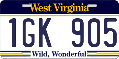 WV license plate 1GK905