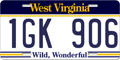 WV license plate 1GK906