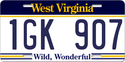WV license plate 1GK907