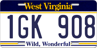 WV license plate 1GK908