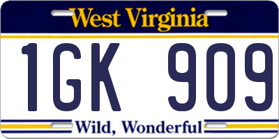 WV license plate 1GK909