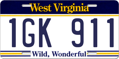 WV license plate 1GK911