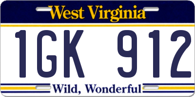 WV license plate 1GK912