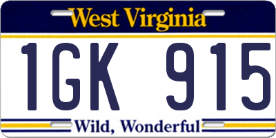 WV license plate 1GK915