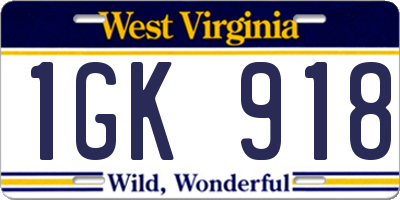 WV license plate 1GK918