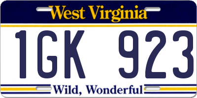 WV license plate 1GK923