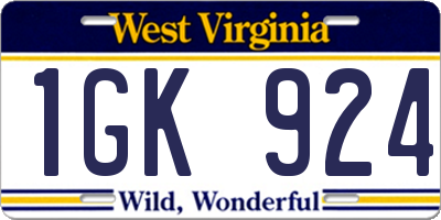 WV license plate 1GK924