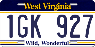 WV license plate 1GK927