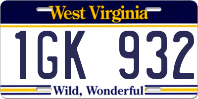 WV license plate 1GK932