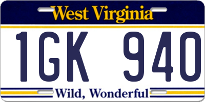 WV license plate 1GK940