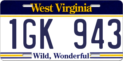 WV license plate 1GK943