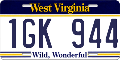 WV license plate 1GK944