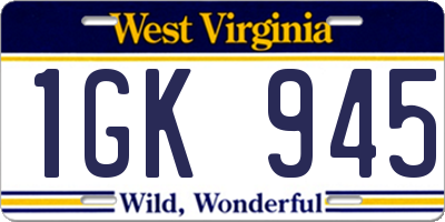 WV license plate 1GK945