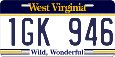 WV license plate 1GK946