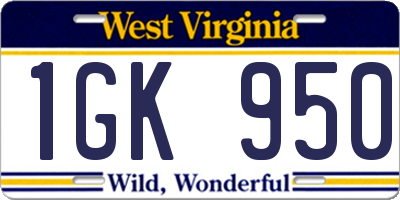 WV license plate 1GK950