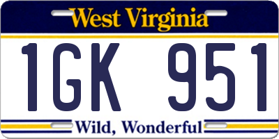 WV license plate 1GK951