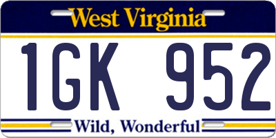WV license plate 1GK952