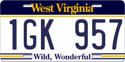 WV license plate 1GK957