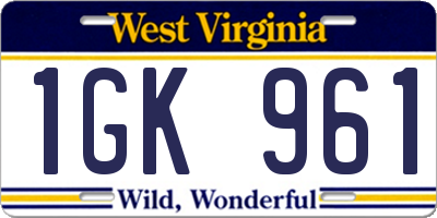 WV license plate 1GK961