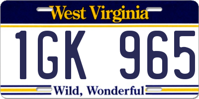 WV license plate 1GK965