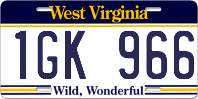 WV license plate 1GK966