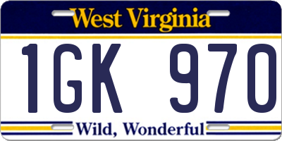 WV license plate 1GK970