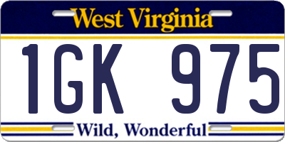 WV license plate 1GK975