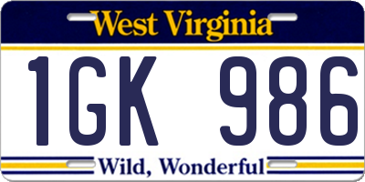 WV license plate 1GK986