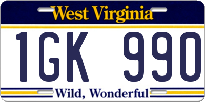 WV license plate 1GK990