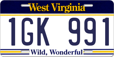 WV license plate 1GK991