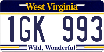 WV license plate 1GK993