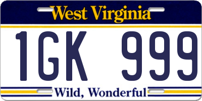 WV license plate 1GK999