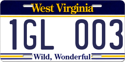 WV license plate 1GL003