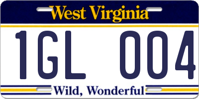 WV license plate 1GL004