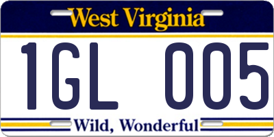 WV license plate 1GL005