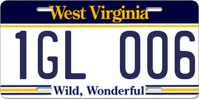WV license plate 1GL006