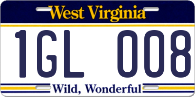 WV license plate 1GL008