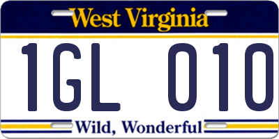 WV license plate 1GL010